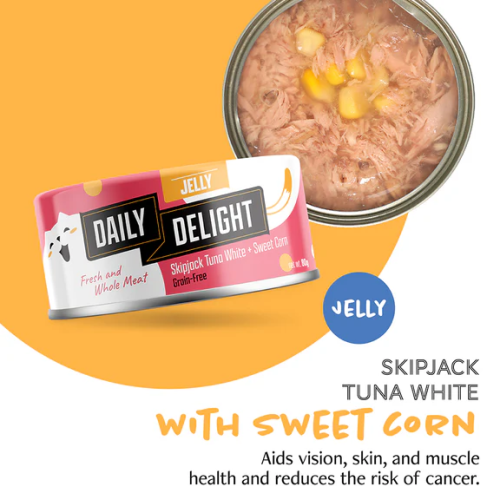 (新包裝) Daily Delight Jelly 無穀物啫喱系列 DD56 Skipjack Tuna White & Sweet Corn 白鰹吞拿魚+甜玉米 80g